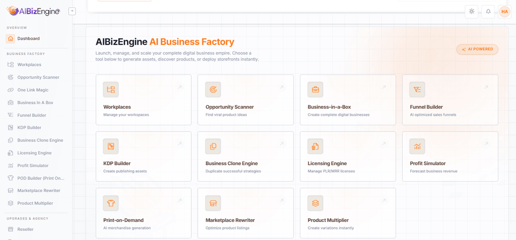 AIBizEngine AI business tool features